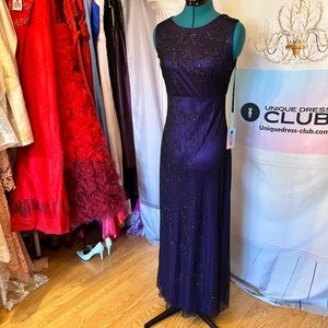 Handmade Silk Heavy Beaded Purple Gown-Purple Prom Dress
